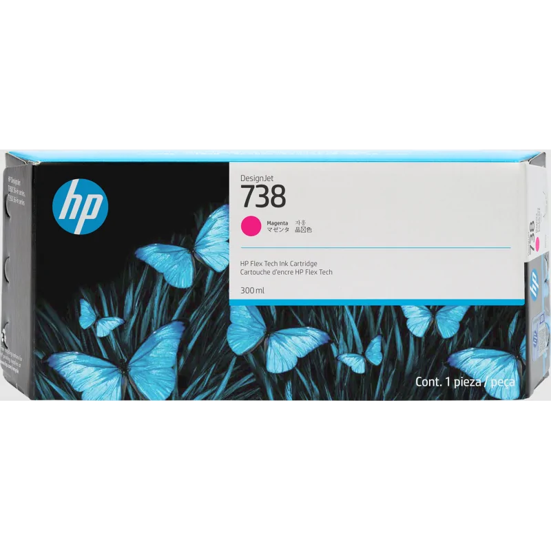 Tinta HP 738 300 ML Magenta Original (676M7A) | Tienda NYSI